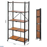 Wooden Shelf Storage Rack Pre-Assembled Foldable Design | 539-80-2