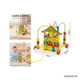 Multifunctional Wooden A pull-out Circles Bead Dragging Car & maze toy | sh295-09
