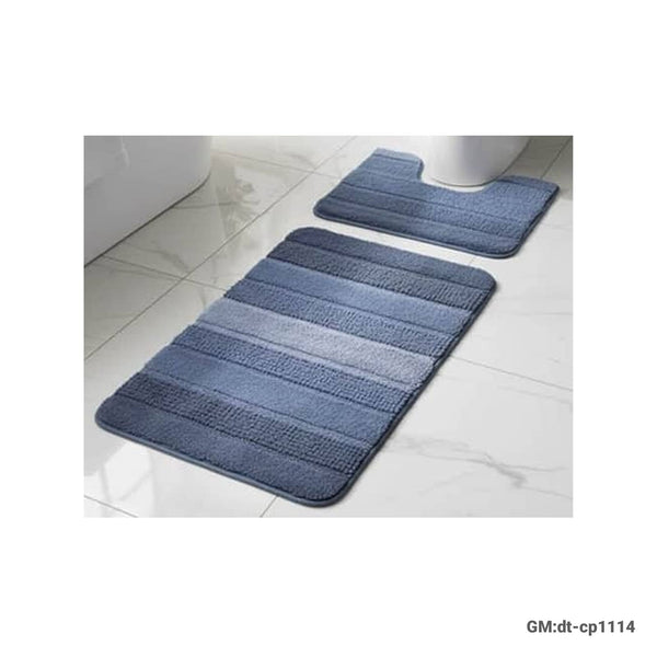 2Pc U-Shaped Non-Slip Bathroom Rugs Blue | DT-CP1114