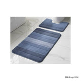 2Pc U-Shaped Non-Slip Bathroom Rugs Blue | DT-CP1114