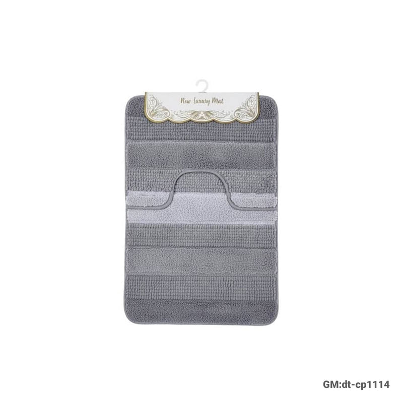 2Pc U-Shaped Non-Slip Bathroom Rugs Gray | DT-CP1114