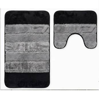 2Pc U-Shaped Non-Slip Bathroom Rugs Black | DT-CP1114
