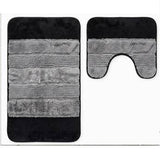 2Pc U-Shaped Non-Slip Bathroom Rugs Black | DT-CP1114