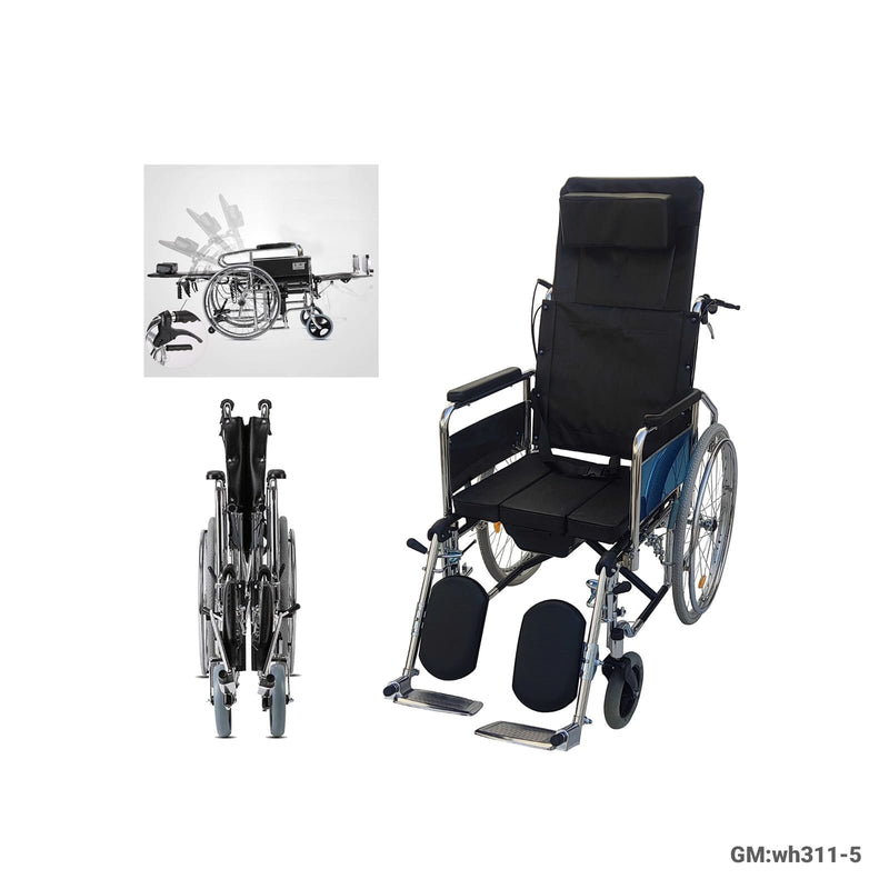 Foldable Full Lying Wheelchair with Commode | wh311-5