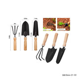 3-Piece Garden Tool Sets Wood Handle Black Metal | DECO 21-22