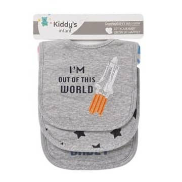 3Pcs Cotton Baby Apron Feeding Bibs Saliva Towel Gray | cl205-1