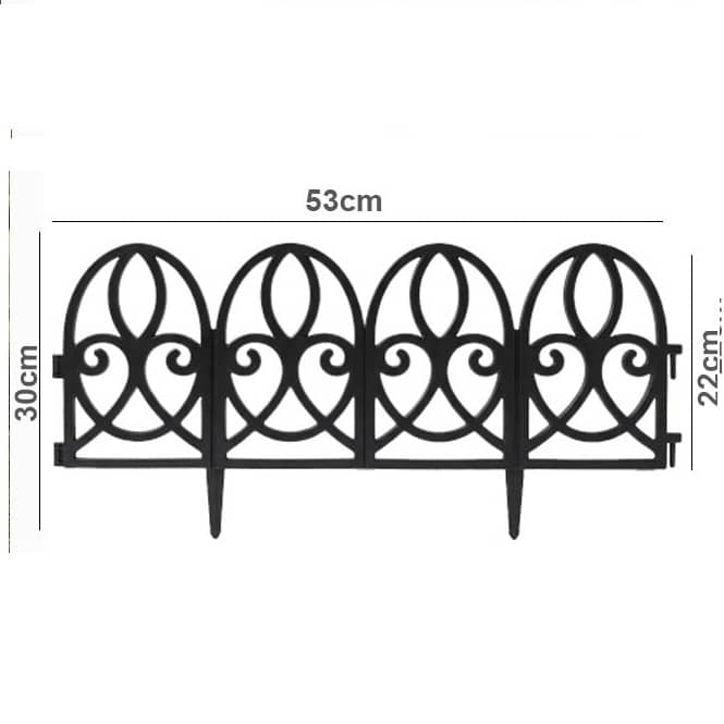 1Pc Black Plastic Stake Fences for Garden Border Interlocking Flexible Lawn Panel | Deco 21-20