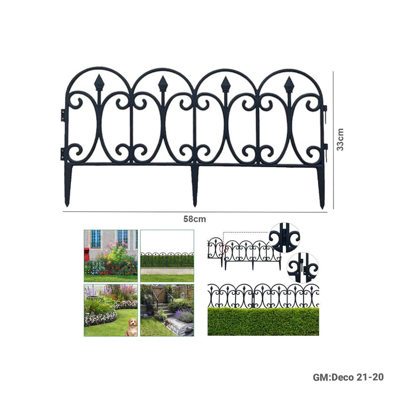 1Pc Black Plastic Stake Fences for Garden Border Interlocking Flexible Lawn Panel | Deco 21-20