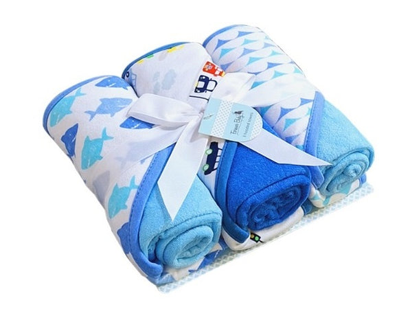 Hooded Towels for Baby 3pcs set Blue | cl186-3