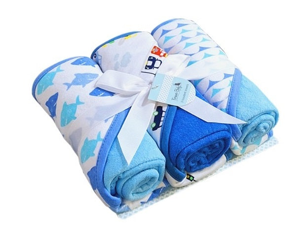 Hooded Towels for Baby 3pcs set Blue | cl186-3