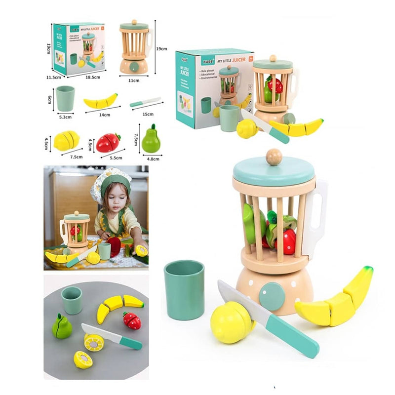 Kids Wooden Blender Toy Fruit Cut Play House Juicer | SH295-21