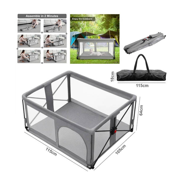 Foldable Baby Playpen for Indoor and Outdoor with Breathable Mesh | pp237-12