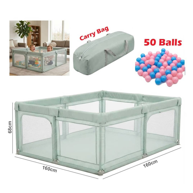 Baby Playpen, Play Yards for Indoor & Outdoor with Breathable Mesh Green | PP237-15