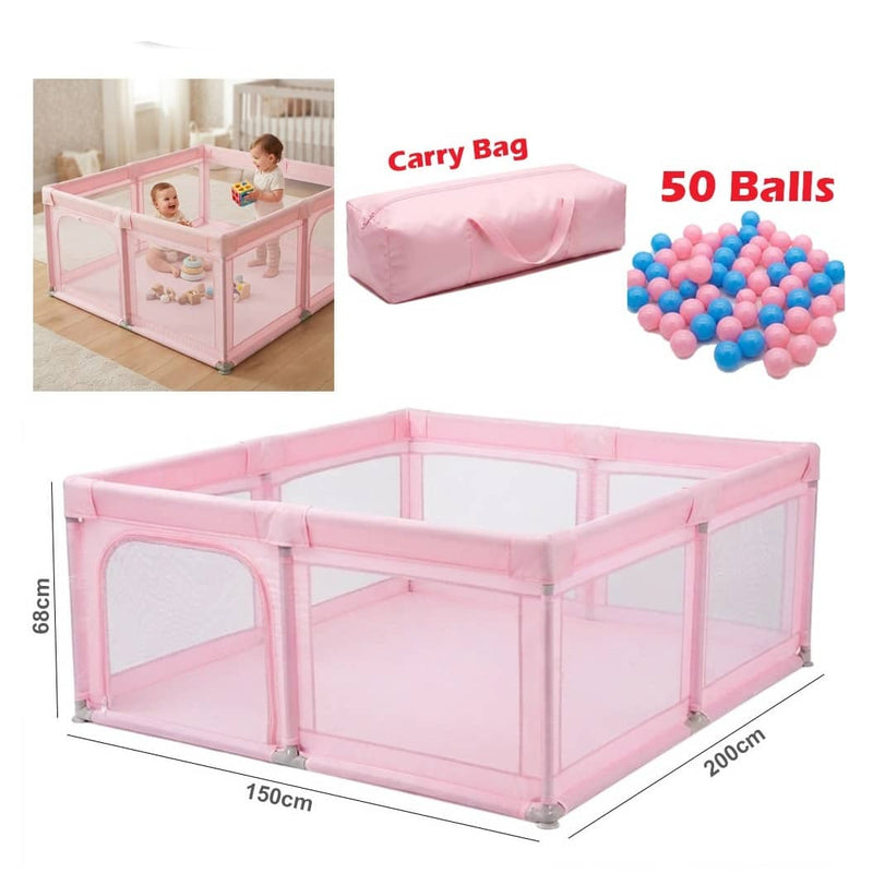 Baby Playpen, Play Yards for Indoor & Outdoor with Breathable Mesh Pink | PP237-14
