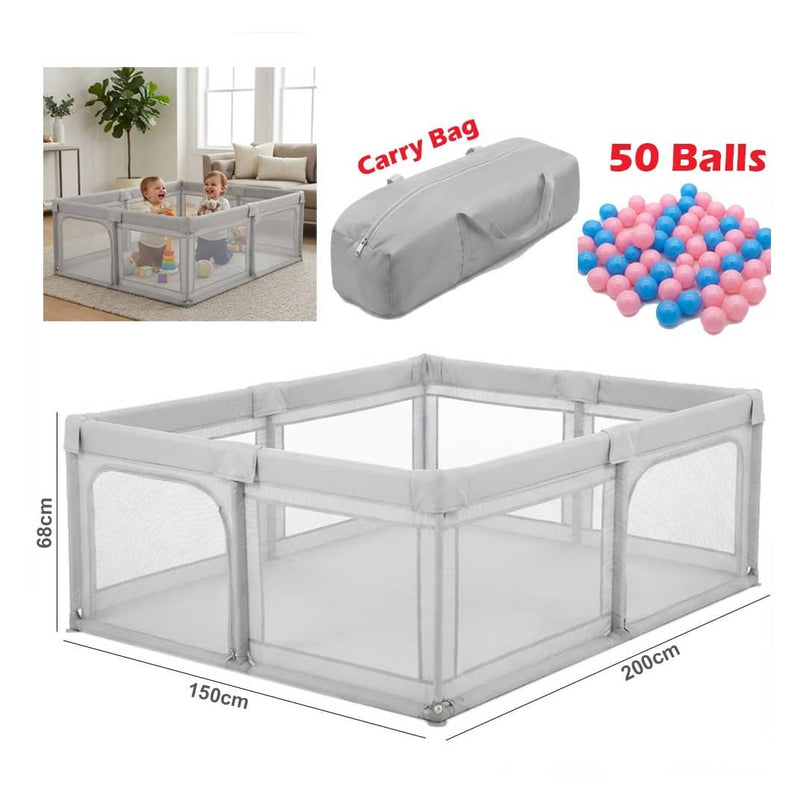 Baby Playpen, Play Yards for Indoor & Outdoor with Breathable Mesh Gray | PP237-14