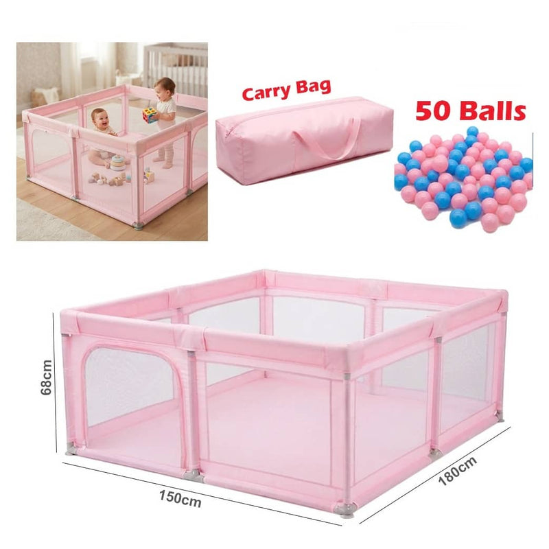 Baby Playpen, Play Yards for Indoor & Outdoor with Breathable Mesh Pink | PP237-13
