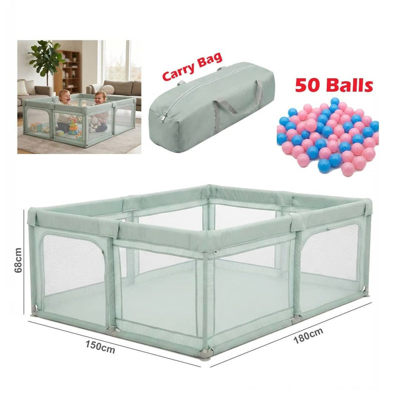 Baby Playpen, Play Yards for Indoor & Outdoor with Breathable Mesh Green | PP237-13