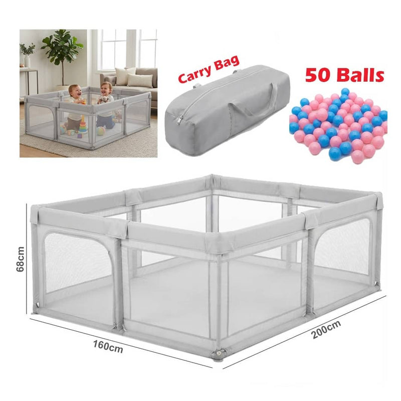 Baby Playpen, Play Yards for Indoor & Outdoor with Breathable Mesh Gray | pp237-16