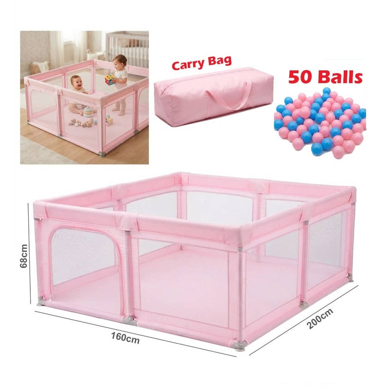 Baby Playpen, Play Yards for Indoor & Outdoor with Breathable Mesh Pink | pp237-16