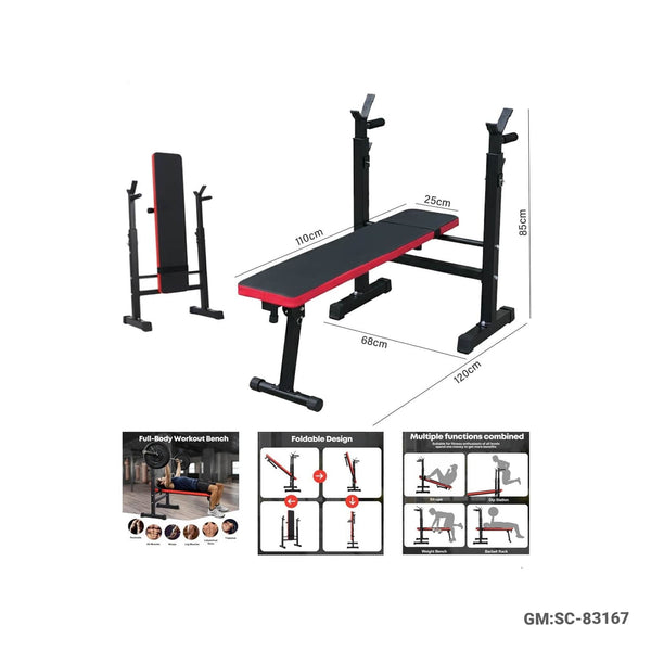 MULTI FUNCTINAL BARBELL RACK (Height-Adjustable & Foldable Barbell Rack, Bench Press Workout with Dip Station, Weight Lifting Rack) | SC-83167