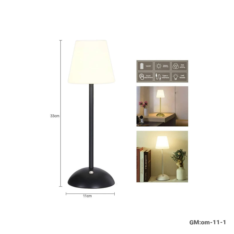 Portable Bedside Lamp (Rechargeable Table Lamp Nightlight Clear Bar Bedside Atmosphere for Bedroom Novelty Design) Black | OM-11-1