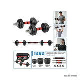 Multifunctional Dumbbell Set (2-1 Dumbbell, Barbell, Adjustable Weights, with Connecting Rod - 15KG) | SC-80057-15