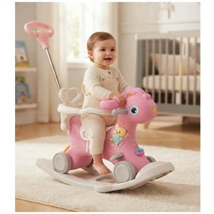 2in1 Kids Rocking Horse with Push Handle Bike (Suitable age: 1-36M Load: 25kg) Pink | sw230-3