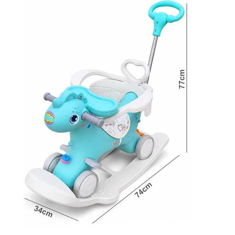 2in1 Kids Rocking Horse with Push Handle Bike (Suitable age: 1-36M Load: 25kg) Blue | sw230-3
