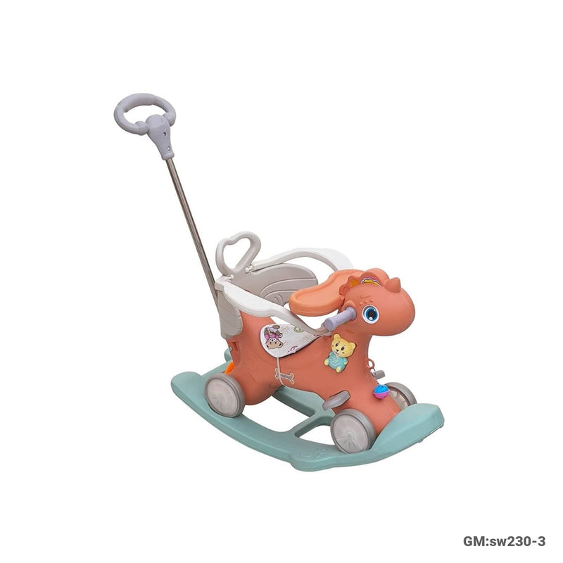 2in1 Kids Rocking Horse with Push Handle Bike (Suitable age: 1-36M Load: 25kg) Orange | sw230-3