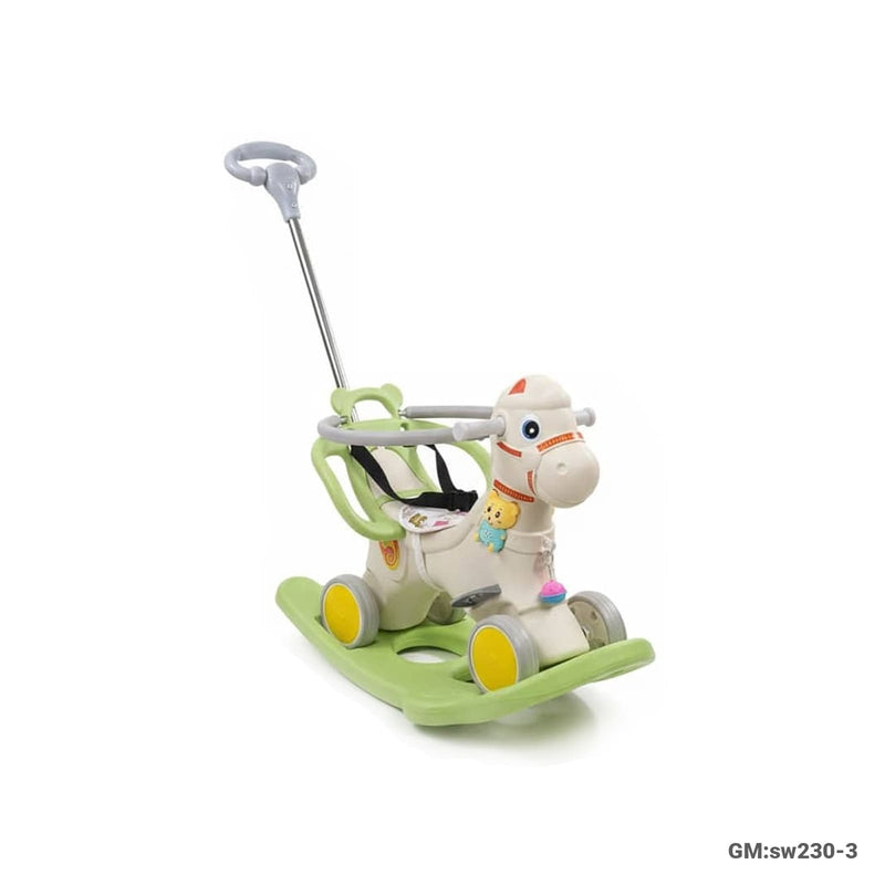 2in1 Kids Rocking Horse with Push Handle Bike (Suitable age: 1-36M Load: 25kg) Green | sw230-3