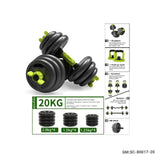 Multifunctional Dumbbell Set (5-in-1 Dumbbell, Barbell, AB Wheel, Push-up stand, kettlebell - 20KG) | SC-80017-20