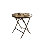 Foldable Metal Round Table with Tabletop Tempered Glass | OMD-105