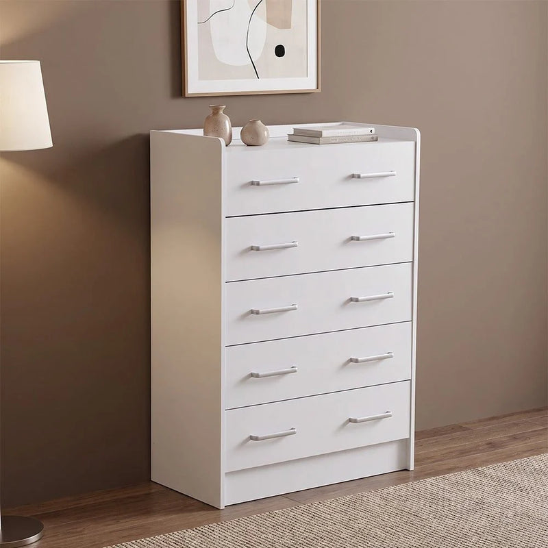 DANUBE | Supreme Chest of 5 Drawers-White | 810101800392