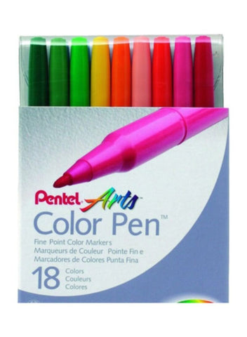 PENTEL | Fibre Tip Color Pens Set 18-Colors | PE-S360-18A