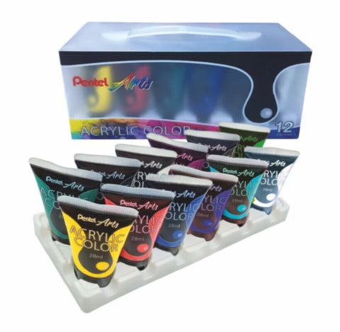 PENTEL | Acrylic Color 28ml Set 12-Colors | PE-WA2-12E