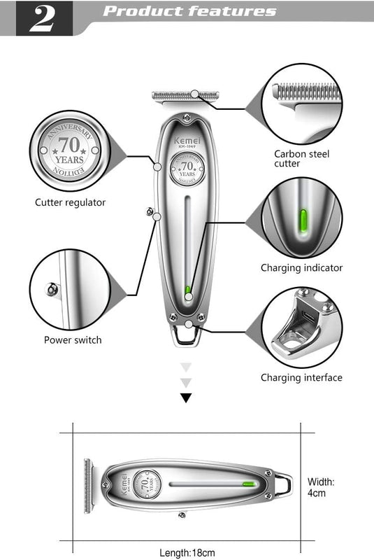 KEMEI | Cordless Hair Clipper | LFQ-KM-1949
