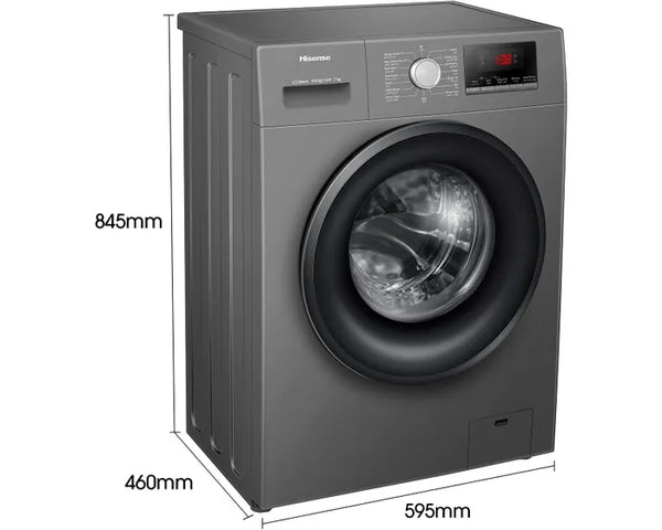 HISENSE | 7Kg Front Loading Washing Machine 1200 RPM, With Pause & Add, Drum Clean, Grey   WFVB7012MT
