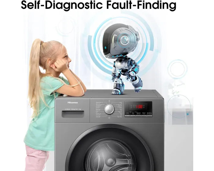 HISENSE | 7Kg Front Loading Washing Machine 1200 RPM, With Pause & Add, Drum Clean, Grey   WFVB7012MT