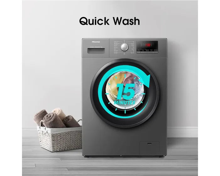 HISENSE | 7Kg Front Loading Washing Machine 1200 RPM, With Pause & Add, Drum Clean, Grey   WFVB7012MT