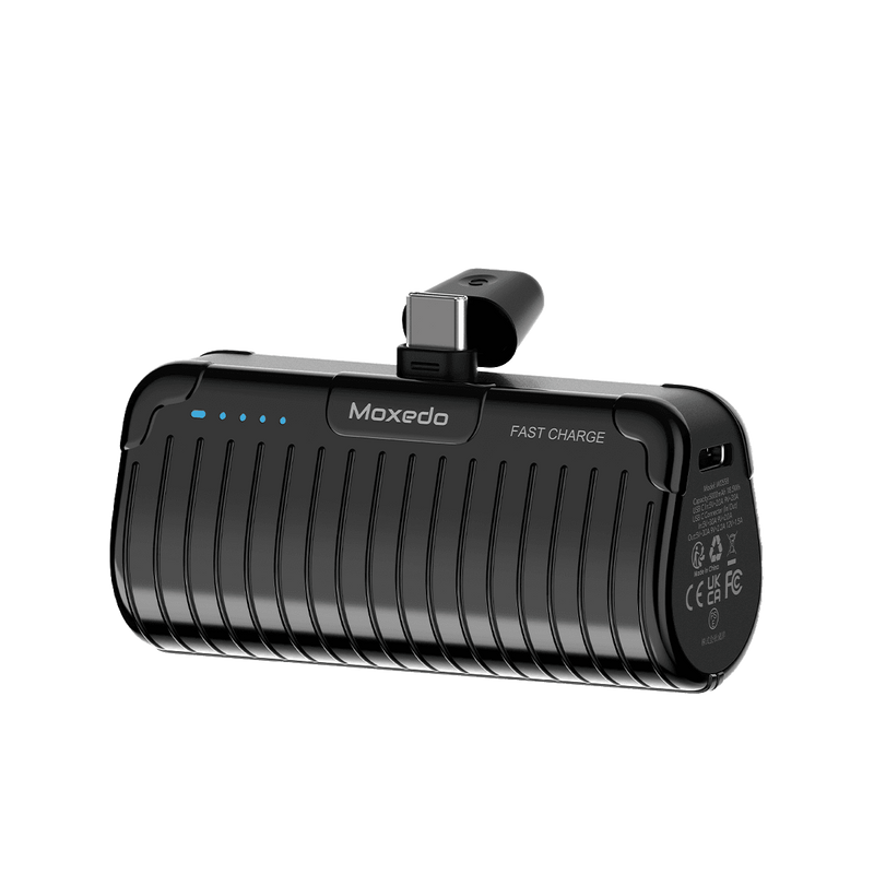 MOXEDO | Lite Mini Pocket Power Bank 5000mAh with USB C Connector 20W Black | MX-CPB029
