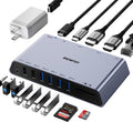 BENFEI | 12-in-1 USB Type-A USB Type-C Docking Station with Dual HDMI Display | 000347grey