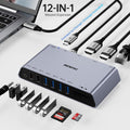 BENFEI | 12-in-1 USB Type-A USB Type-C Docking Station with Dual HDMI Display | 000347grey