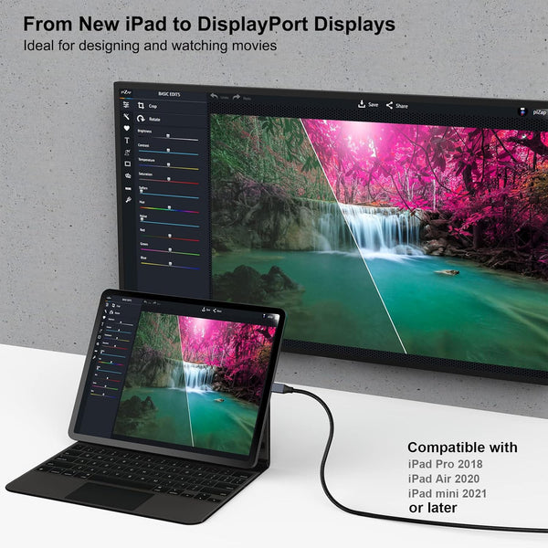 BENFEI | USB-C to DisplayPort 6 Feet Cable | 000207grey-3f-
