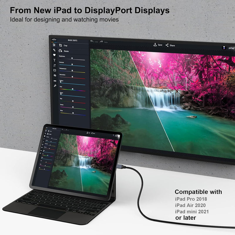 BENFEI | USB-C to DisplayPort 6 Feet Cable | 000207grey-3f-
