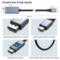 BENFEI | USB-C to DisplayPort 6 Feet Cable | 000207grey-3f-
