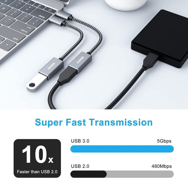 BENFEI | USB C to USB 3.0 Adapter 2 Pack | 000262grey-2p