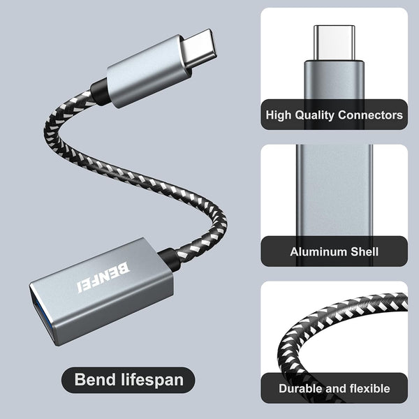 BENFEI | USB C to USB 3.0 Adapter 2 Pack | 000262grey-2p