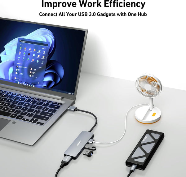 BENFEI | USB 3.0 Hub 4 Ports USB A Splitter | 000305grey