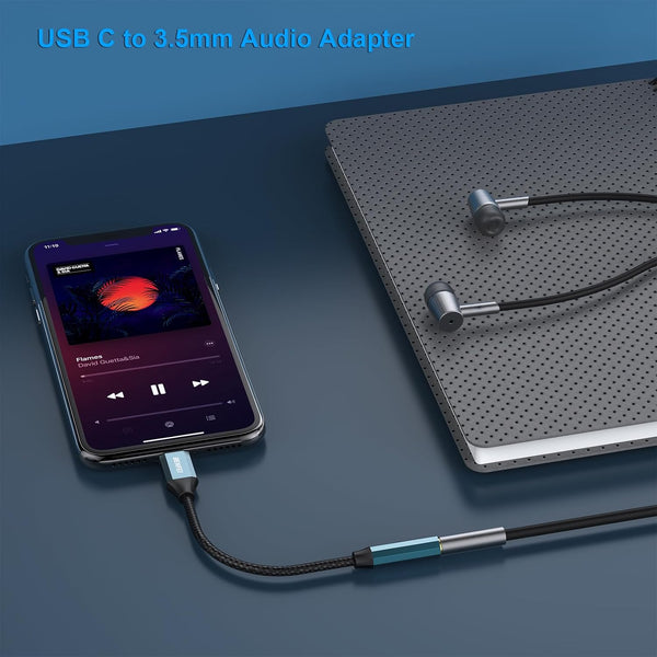 BENFEI | USB C to Audio Jack Adapter with DAC chipset USB-C to 3.5mm | 000349blue