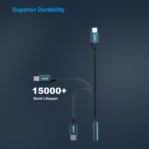 BENFEI | USB C to Audio Jack Adapter with DAC chipset USB-C to 3.5mm | 000349blue